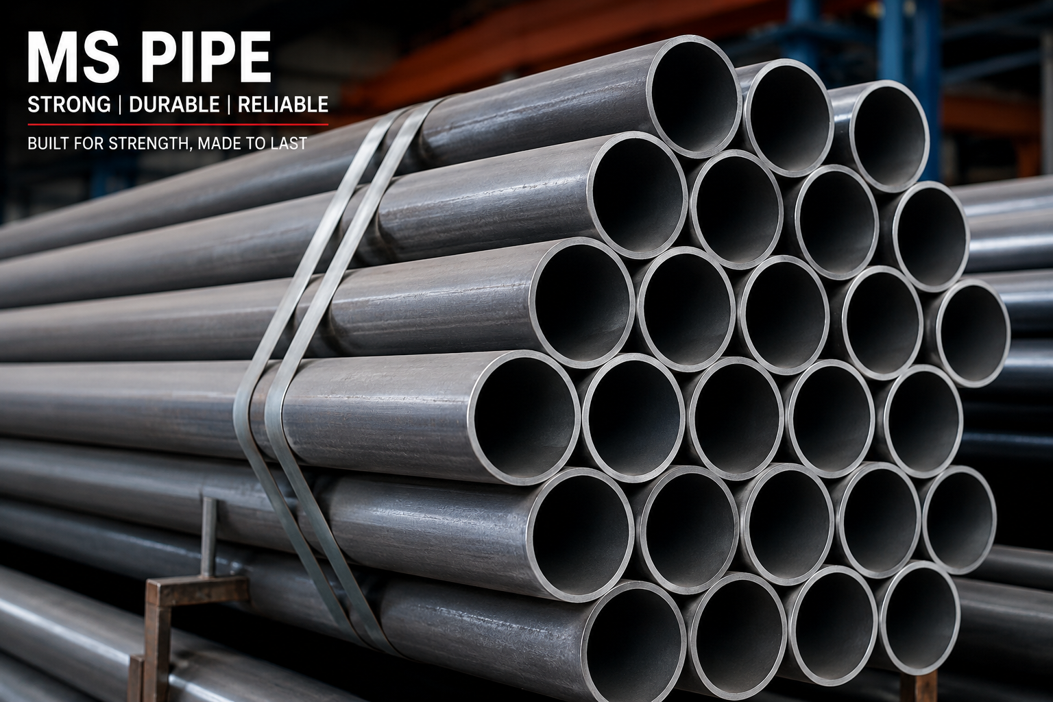 Mild Steel (MS) Black ERW Pipes ready inventory in central stockyard - erwpipes.in